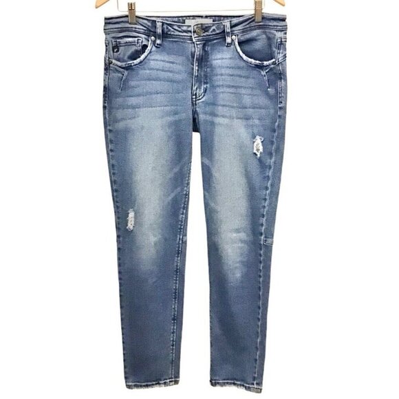 KanCan 11(29) Distressed Women’s Jeans Mid Rise Tapered Leg Stretch KC8575M - Picture 1 of 8